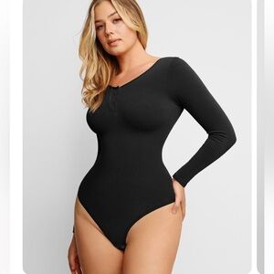 Shapewear Seamless Long Sleeve Henley Bodysuit
